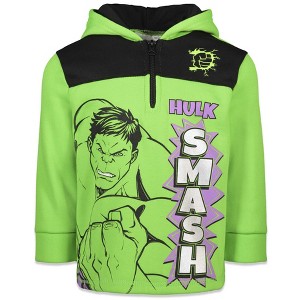 Marvel Spider-Man Captain America Hulk Black Panther Miles Morales Venom Iron Man Half Zip Hoodie Toddler to Little Kid - 1 of 4