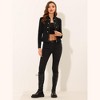 Allegra K Women's Vintage Double-Breasted Motorcycle Zip-Up Steampunk Jacket - 3 of 4