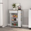 Okak Modern Kitchen Island With Storage, Kitchen Cart with 1 Drawer and 2 Open Shelves, Kitchen Island On Wheels for Kitchen, Dining Room - 2 of 4
