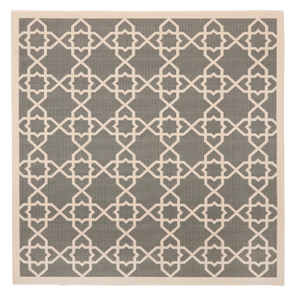 6'7inX6'7in Square Bourges Outdoor Patio Rug Gray/Beige - Safavieh