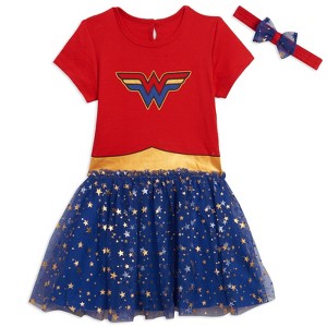 DC Comics Justice League Wonder Woman Toddler Girls Dress & Headband Set  - 1 of 4