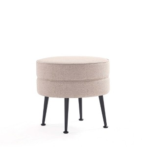 Sapphtopaz 18.11" Modern Round Ottoman Small Upholstered Accent Stool with Metal Legs Versatile Footstool for Living Room, Entryway - 1 of 4