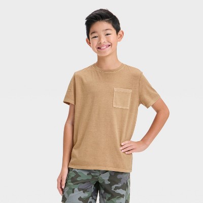 Boys' Short Sleeve Washed Pocket T-Shirt - Cat & Jack™ Beige M