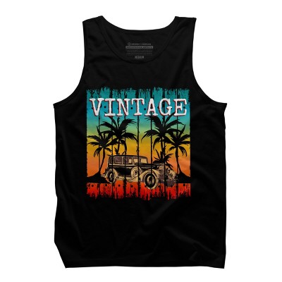 Men's Design By Humans Vintage Classic Car At Beach By punsalan Tank Top