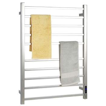 Tangkula Electric Heated Towel Warmer Rack Wall Mounted Drying Rack w/8 Square Bars