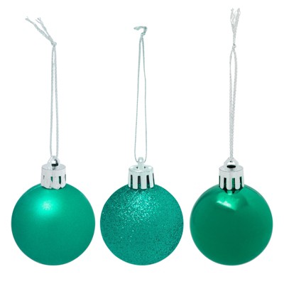 Juvale 48 Pack Mini Shatterproof Glitter Christmas Tree Ball Ornaments, Xmas Decor, Holiday Decorations, Green, 1.5 In