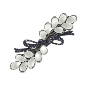 Unique Bargains Wisteria Flowers French Barrette Hair Clips Black White 1 Pc - 1 of 4