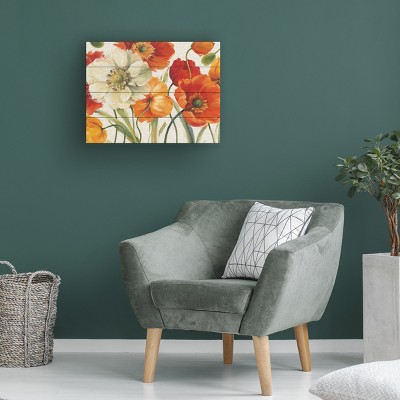 Colorful Floral Poppies Melody Canvas Print on Wood Slats