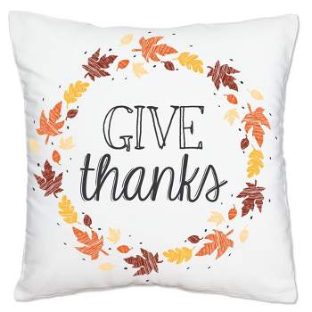 Big Dot of Happiness Give Thanks - Thanksgiving Party Home Decorative Canvas Cushion Case - Throw Pillow Cover - 16 x 16 Inches