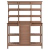 NicBex 66" Large Wood Potting Bench, Outdoor Farmhouse Table, Garden Workstation with 2 Drawers, Cabinet and Open Shelves for Backyard, Brown - 3 of 4
