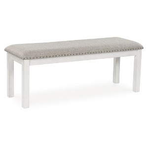 Signature Design by Ashley Robbinsdale Upholstered Dining Room Bench with Nailhead Trim, Antique White - 1 of 4