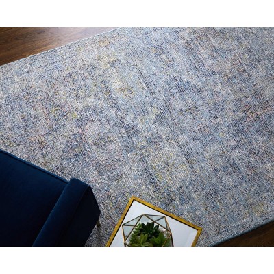 Handmade Tufted Wool-Viscose Blend Blue Rectangular Area Rug