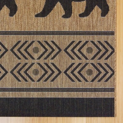 Chestnut Brown and Black Synthetic Bear Print 5' x 7' Rug