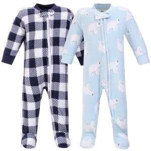 Hudson Baby Infant Boy Fleece Zipper Sleep and Play 2pk, Polar Bear - 1 of 3