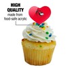 Wesleyan University Primary Logo Heart Love Cupcake Picks Toppers Decoration Set of 6 - 3 of 4