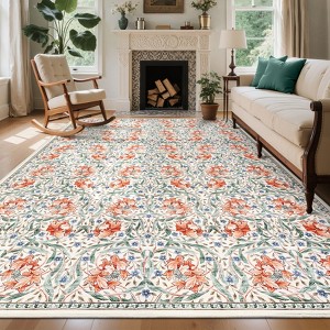 COZONY Washable Runner Rug, Non-Slip Low Pile Hallway Carpet Mat with Vintage Floral Print for Kitchen, Bathroom, Entryway - 1 of 4