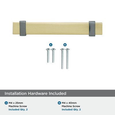 Brushed Gold and Black Chrome Cabinet Drawer Pull with Mounting Hardware