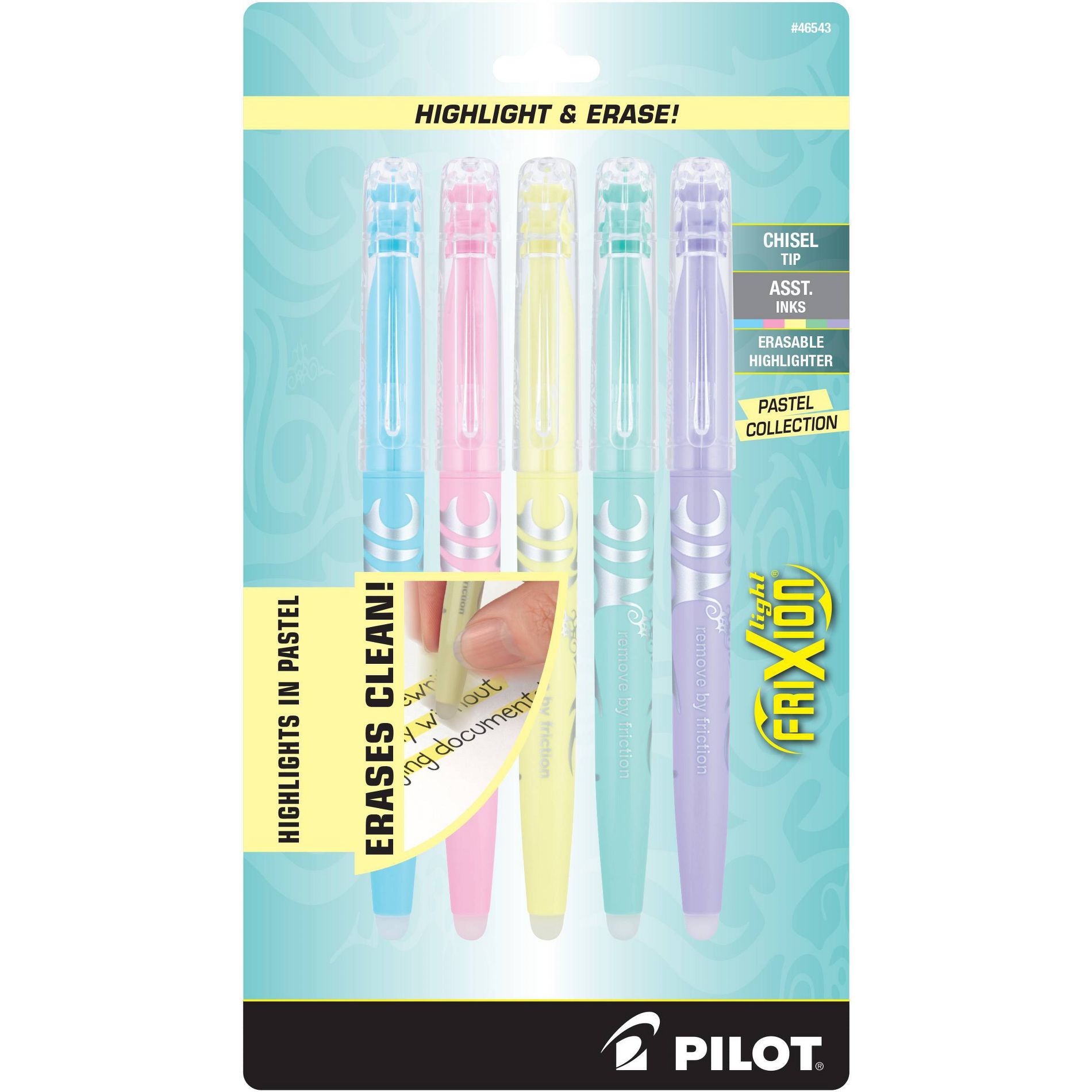 Pilot 5pk FriXion Light Pastel Erasable Highlighters Chisel Tip Assorted Inks