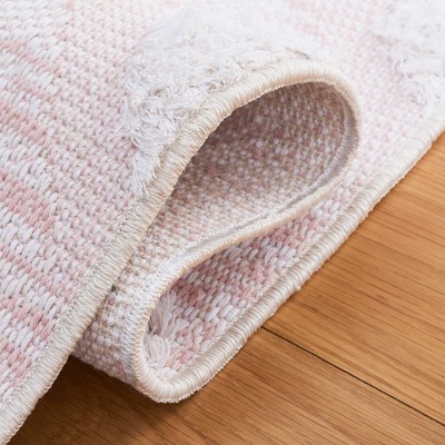 Augustine 4' x 6' Pink and Ivory Flat Woven Synthetic Area Rug