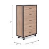 5-Drawer Weathered Light Oak Chest dressers with Metal Glide and Industrial Caster Wheels - 2 of 4