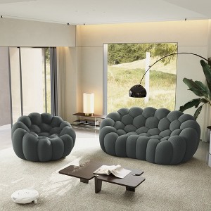 WJShome Single Bubble Chair with Ottoman,Oversized Memory Foam Bubble Lazy Floor Sofa, Modern Upholstered Bean Bag Sofas - 1 of 4