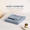Striped Cotton Duvet Cover Set, 100 Washed Cotton Textured Percale Bedding, Set of 3, Denim Blue, Queen Size - 2 of 4