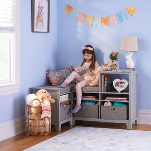 Martha Stewart Kids' Corner Reading Nook: Children's Bedroom Storage, Reading Bench with Cube Toy Storage Organizer - 1 of 4