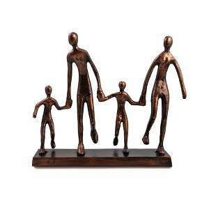 HomeRoots 13" Copper Aluminum People Tabletop Sculpture - 1 of 4