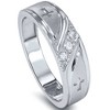 Pompeii3 1/10 ct Mens Diamond Cross Wedding Anniversary Ring 10K White Gold - 2 of 4