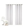 Kate Aurora Set of 2 Modern Elements Quatrefoil Lattice Poly Cotton Grommet Top Curtain Panels - 2 of 3