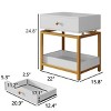 FONTOI End Tables with Drawer and Open Shelf, 2-Tier Wooden Side Table Bedroom, Contemporary Nightstand with Walnut Finish, White, 26.2"*18.9"*6.3" - 3 of 4