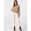 Allegra K Women's Button Down Stand Collar Long Sleeve Casual Cropped Bomber Jacket - 4 of 4