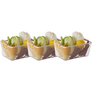 Basicwise Multipurpose Metal Mesh Basket with Wooden Handle Storage Organizers for Kitchen, Bathroom, Cabinet, and Closet - 1 of 4
