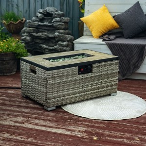 Moda Furnishings 32" Propane Gas Fire Pit Table with Propane Tank Cover 2-Pieces, Rectangular Steel Fire Pit - 1 of 4