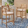 Christopher Knight Home Perla Outdoor Acacia Wood 28.5 Inch Barstools with Weather-Resistant Cushion (Set of 2) - 2 of 4
