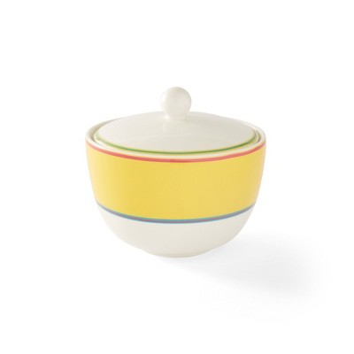 Spode Kit Kemp Calypso 12oz Sugar Bowl with Lid, Vibrant Yellow, Porcelain, Dishwasher and Microwave Safe, For Tea and Coffee, Fabulous Gift