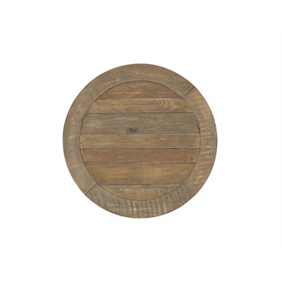 Casual Farmhouse Baluster Round End Table in Reclaimed Natural & White