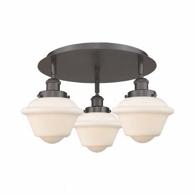 Oxford - 3 Light Flush Mount In Art Deco Style-8 Inches Tall and 18.25 Inches Wide