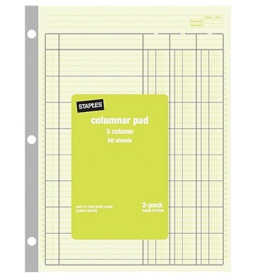 Staples Columnar Books 100 Pages Green 2/Pack (217836ABF)