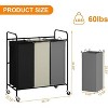 Bag Laundry Basket Hamper, Heavy Duty Laundry Sorter Cart with Lockable Wheels and Removable Bags for Clothes Storage - 2 of 4