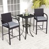 Costway 3 PCS Patio Wicker Bar Set Rattan Chairs & Square Table with Heavy-Duty Metal Frame - image 4 of 4