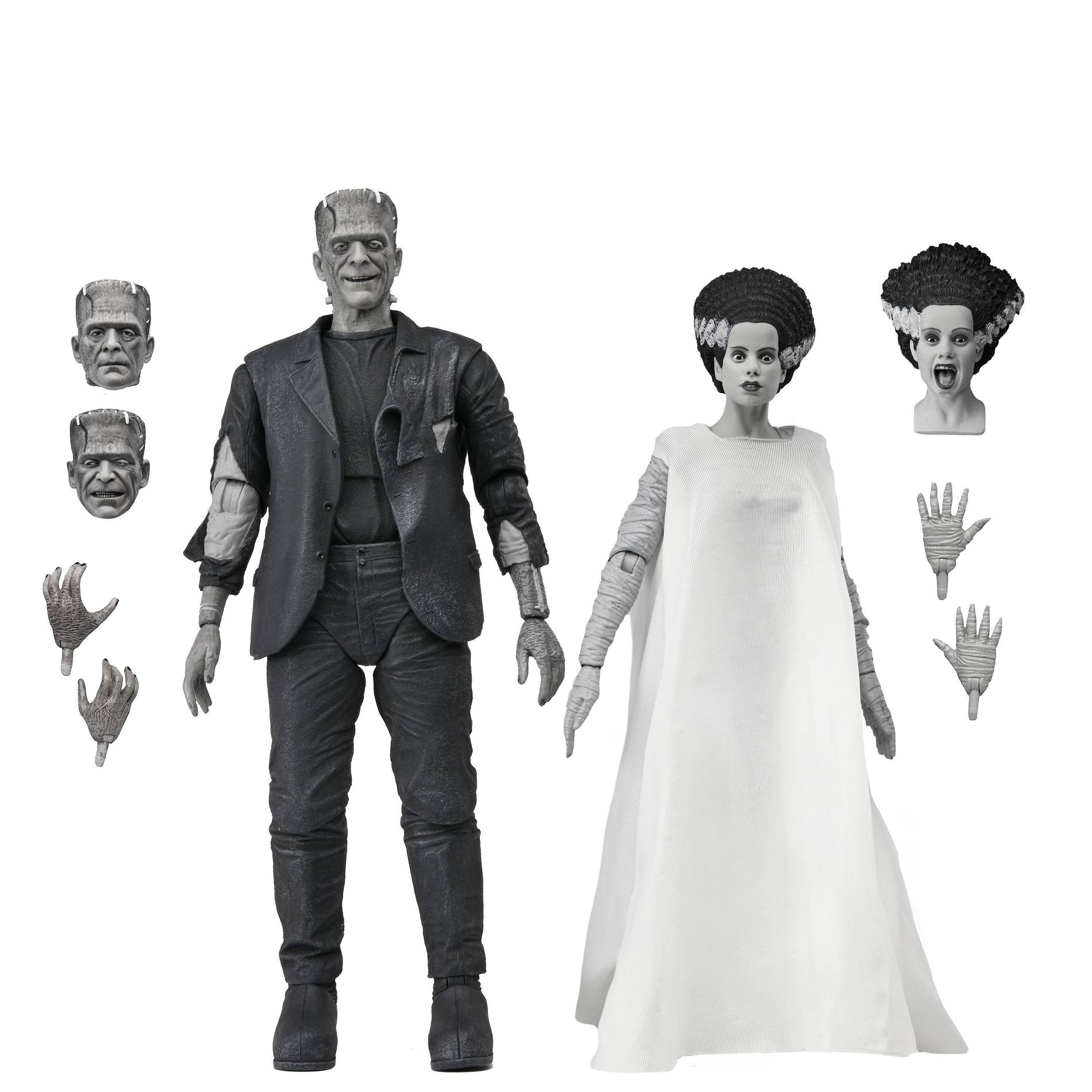 Universal Monsters - 7” Scale Action Figure - Bride of Frankenstein 90th Anniversary The Monster & His Mate 2pk (B&W)