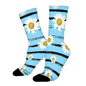 Beautiful White Daisies Women Printed Crew Socks Funny Funky Socks Soft Polyester Novelty Gifts for Artists Men - 1 of 1