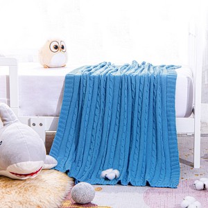 Cotton Cable Knit Toddler Blanket, Super Soft Warm Breathable Baby Blanket - NTBAY - 1 of 4