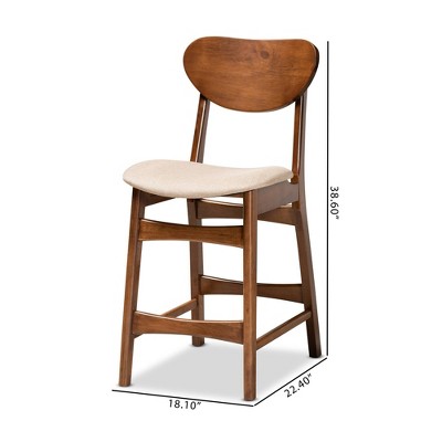 Katya Sand Walnut Brown Solid Wood Counter Stool Set