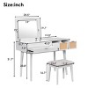 43.3'' Classic Wood Dresser Table with Flip-Top Mirror Makeup Vanity Set, Dressing Table with 3 Drawers, Storage Space & Stool – Cuddlewood - 4 of 4