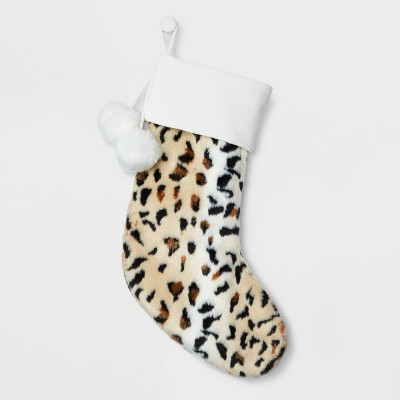 Leopard Print with White Cuff Christmas Stocking - Wondershop™