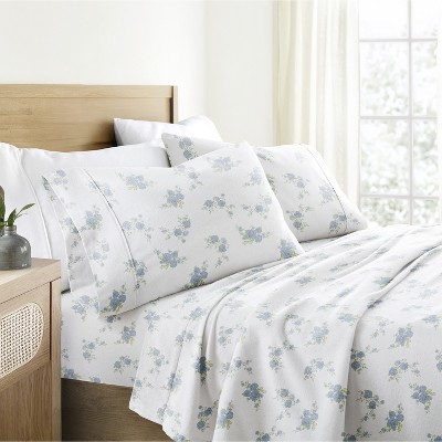 Floral 100% Cotton Flannel Sheets,  4PC Super Soft Bed Sheets, Easy Care, Vibrant Patterns - Becky Cameron
