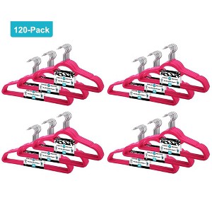 J&V Textiles 120 Pack - Premium Velvet Non-Slip Hanger with 360 Degree Rotatable Hook - 1 of 4