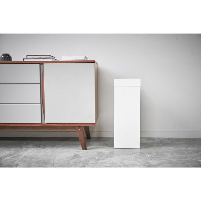 White Stainless Steel Tall Slim Trash Can with Lid